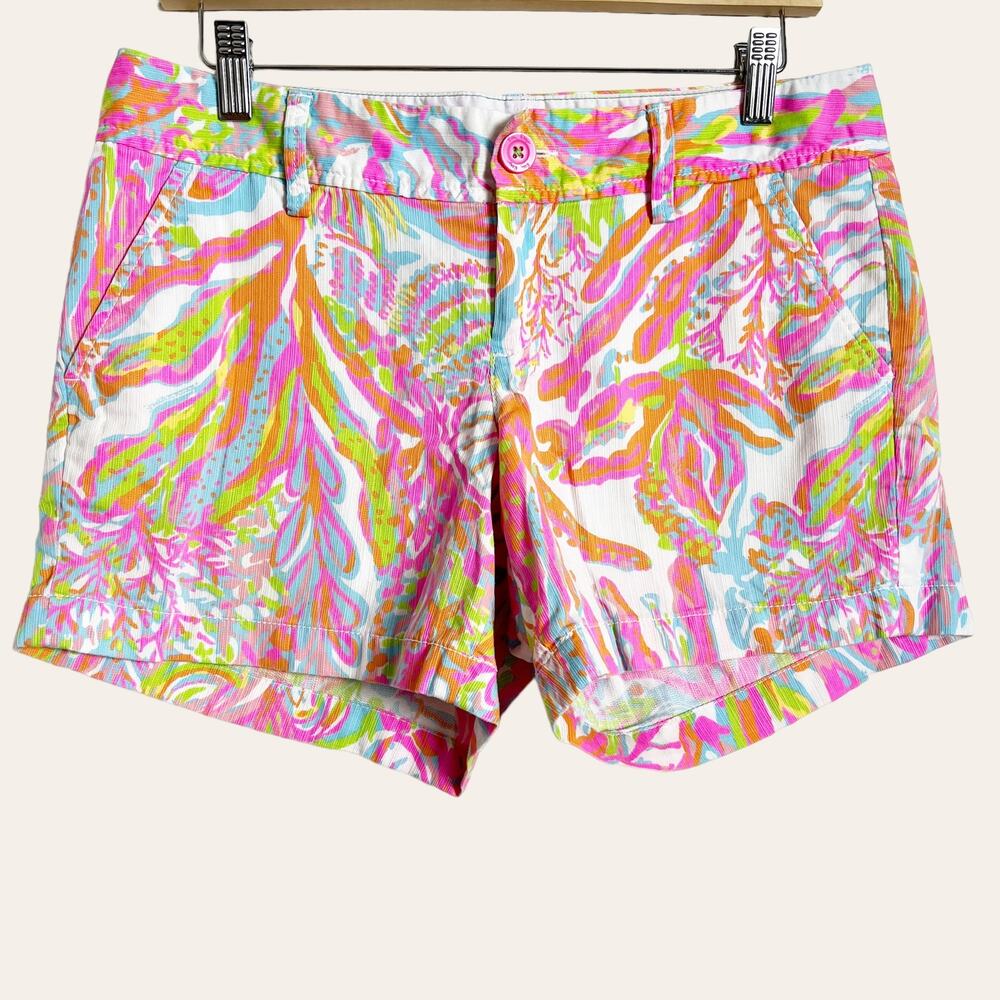 Lilly Pulitzer Coral Leaf Reef To Cuba Print Callahan Shorts Size 6